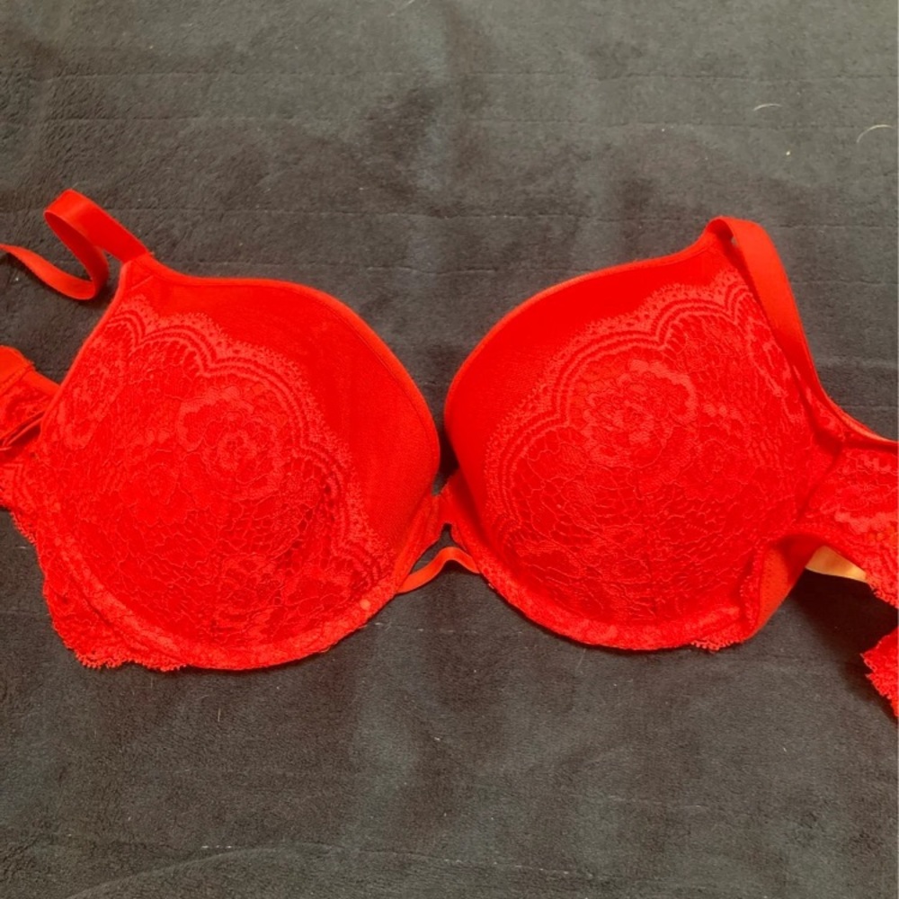 Red Lace Push up Bra 34D